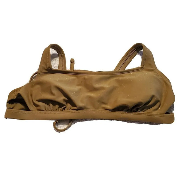 Xhilaration Bikini Bralette Womens XL 12 Olive Green Swim Glitter Shimmer New - Picture 1 of 2
